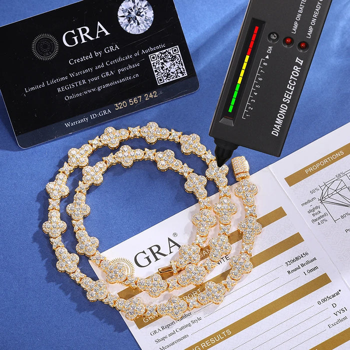 10mm S925 Moissanite Cross Stationed Star Link Tennis Chain - Different Drips