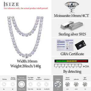 10mm S925 Moissanite Round Cut Tennis Chain - Different Drips