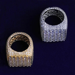 Iced Out Square Signet Ring - Different Drips