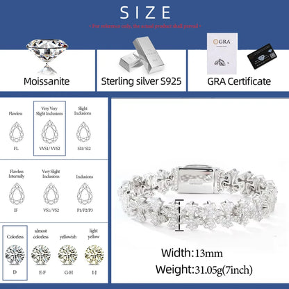 Budded Cross Link Moissanite Bracelet - Different Drips