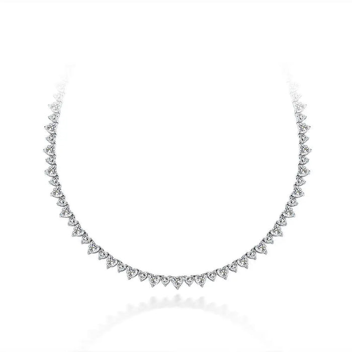 8mm Women's Curved Diamond Heart Tennis Necklace - Different Drips