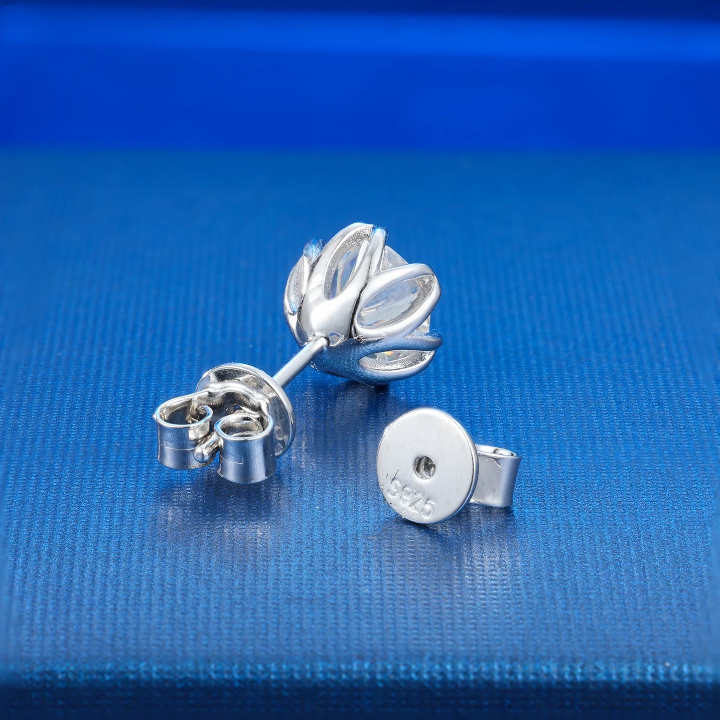 S925 Moissanite Round Flower Stud Earrings - Different Drips