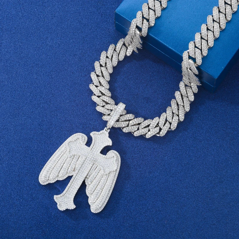 S925 Moissanite Angel Wing Cross Pendant - Different Drips
