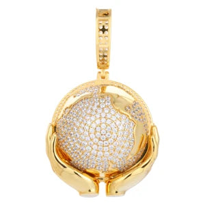 S925 Moissanite Globe in Hands Pendant - Different Drips