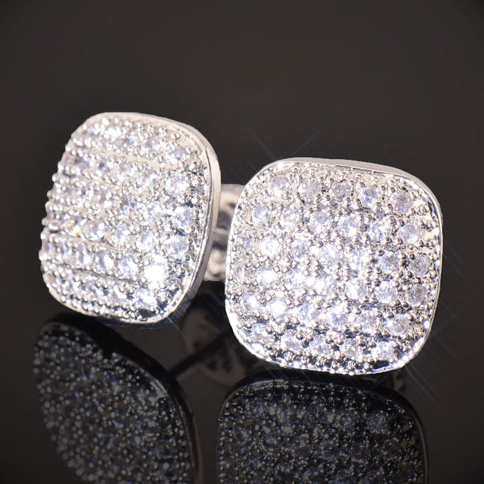 10mm Square Cut Pave Earrings - Different Drips