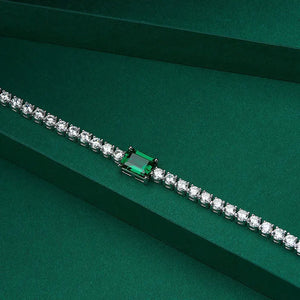 Women's S925 Emerald Cut Moissanite Tennis Bracelet - Different Drips