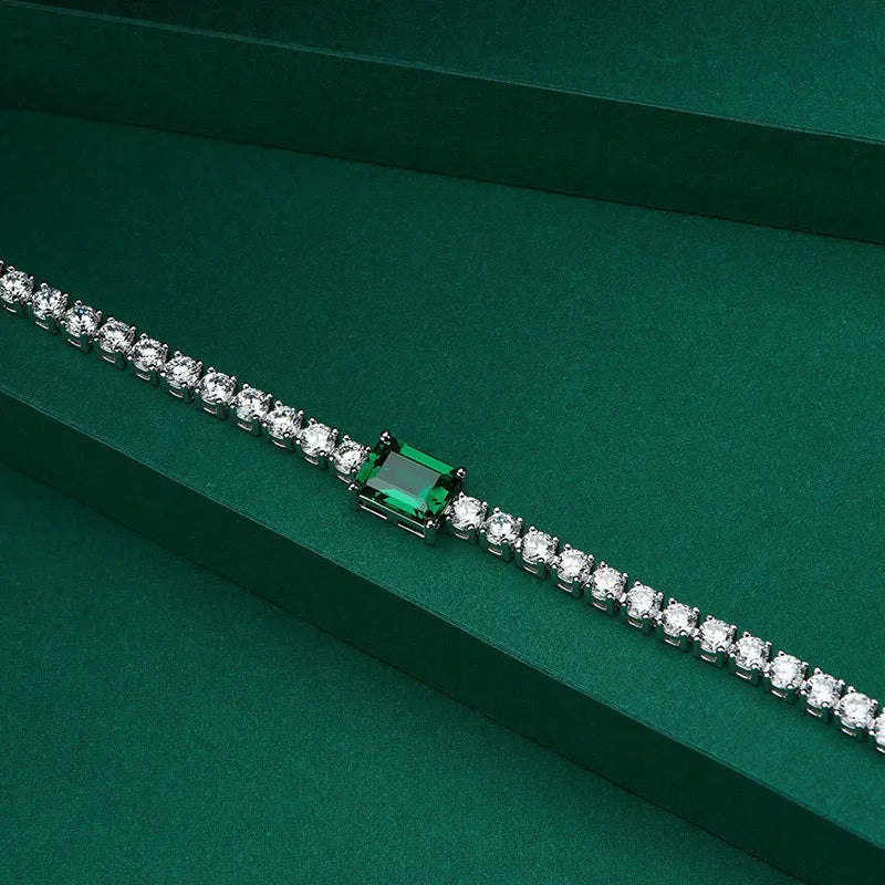 Women's S925 Emerald Cut Moissanite Tennis Bracelet - Different Drips