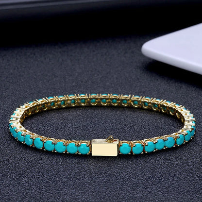 Turquoise Round Cut Tennis Bracelet - Different Drips