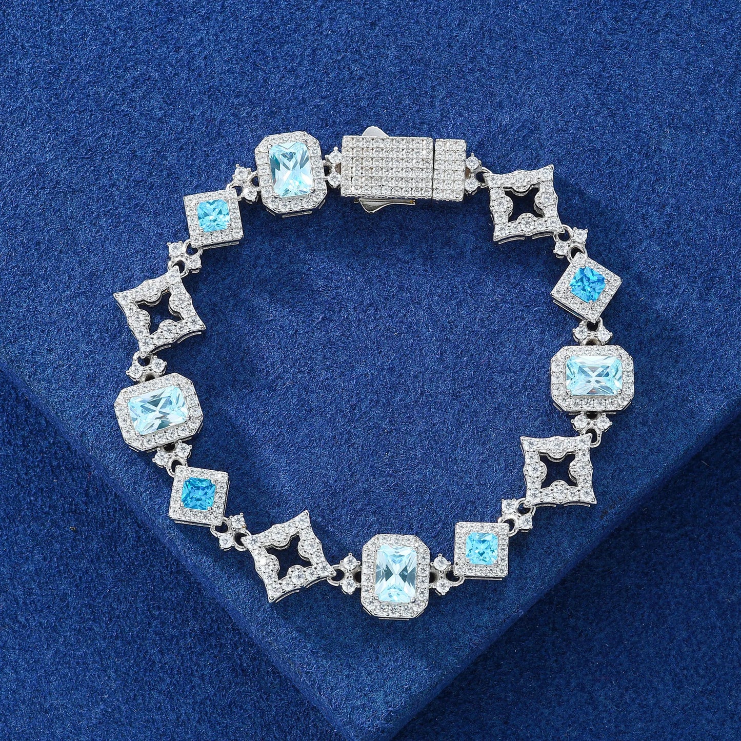13mm Ice Blue Halo Link Bracelet - Different Drips