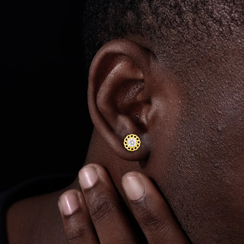 925 Sterling Silver Cuban Link Halo Stud Earrings - Different Drips