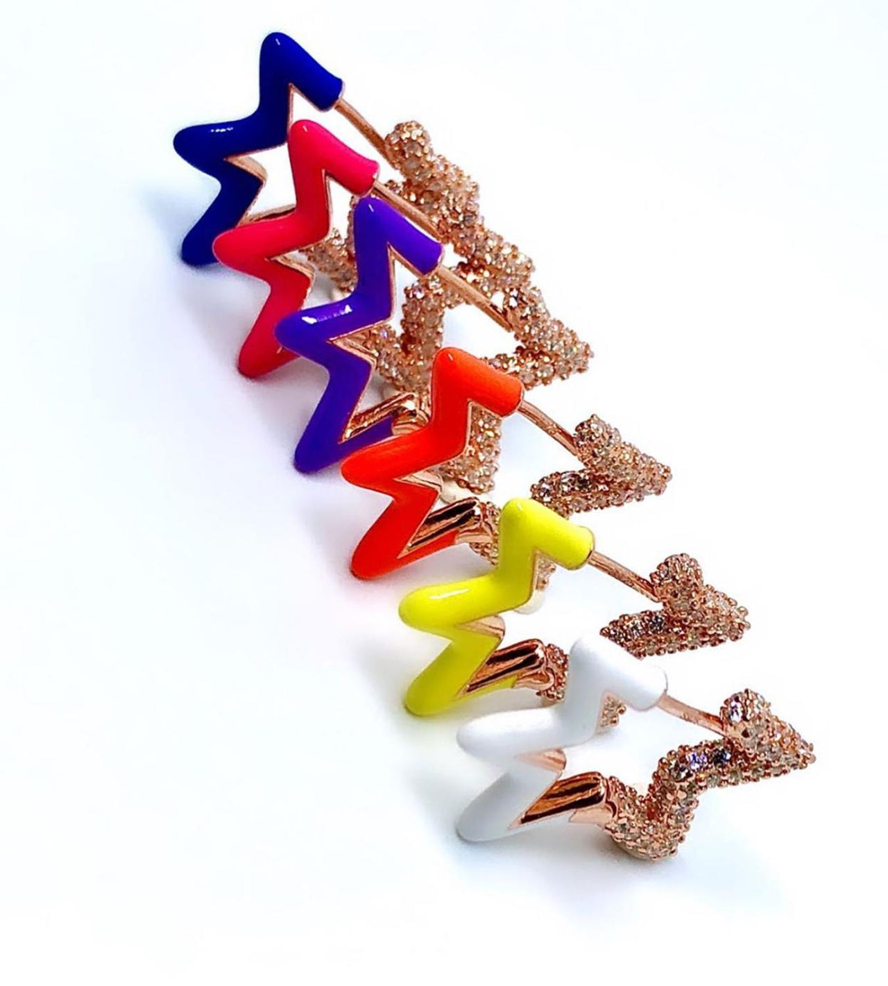 S925 Women's Enamel Star Earrings - Different Drips