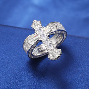 S925 Moissanite Baguette Royal Cross Ring - Different Drips