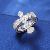 Thumbnail for S925 Moissanite Baguette Royal Cross Ring - Different Drips