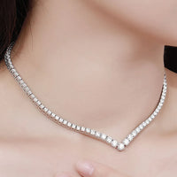 Thumbnail for 3mm Women's S925 Moissanite Chevron Tennis Necklace - Different Drips