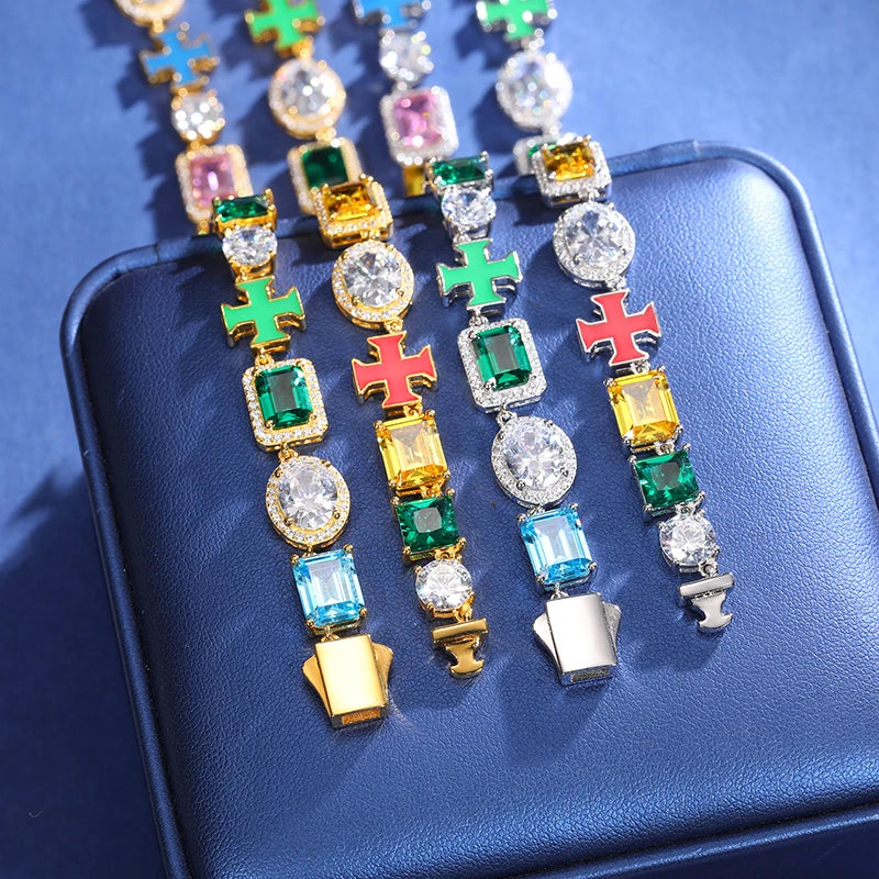 8mm S925 Luminous Enamel Cross Tennis Chain - Different Drips