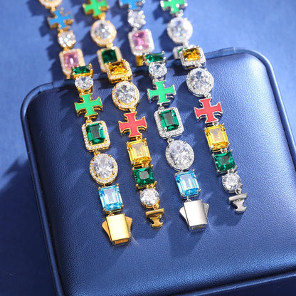 8mm S925 Luminous Enamel Cross Tennis Chain - Different Drips