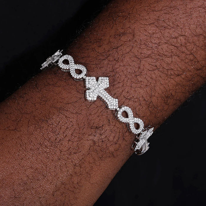 S925 Moissanite Diamond Royal Cross Link Infinity Bracelet - Different Drips