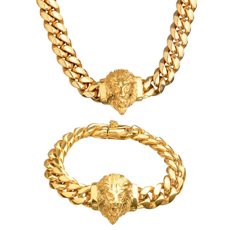 Lion Head Miami Cuban Link Chain - Different Drips