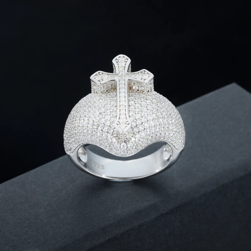 S925 Moissanite Cross Dome Ring - Different Drips