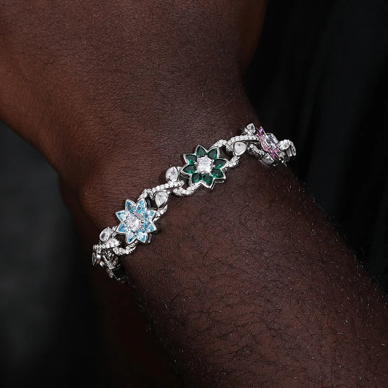 S925 Colored Moissanite Flower Bracelet - Different Drips