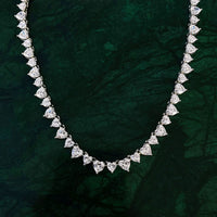 Thumbnail for 8mm Women's Curved Diamond Heart Tennis Necklace - Different Drips