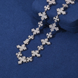 S925 Moissanite Diamond Pave Royal Cross Link Chain - Different Drips