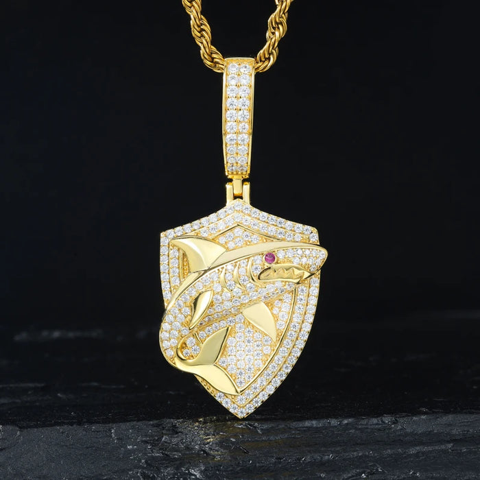 S925 Moissanite Shark Shield Pendant - Different Drips
