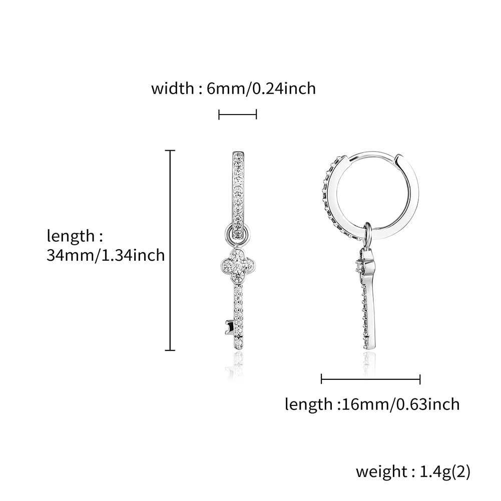 S925 Women's Lock & Key Drop Earrings - Different Drips