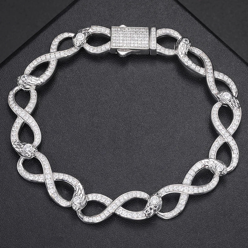 S925 Moissanite Diamond Slim Infinity Link Bracelet - Different Drips