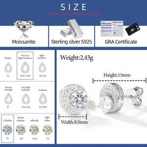 Crescent Pavé Halo Moissanite Stud Earrings - Different Drips