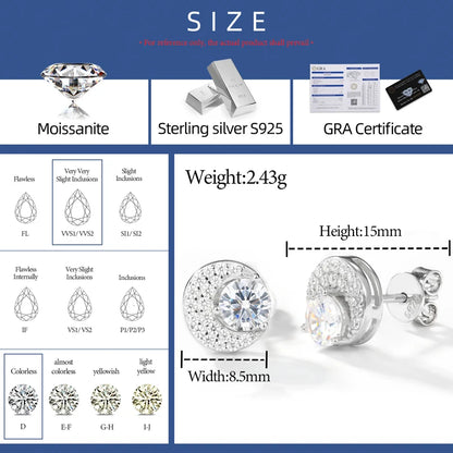 Crescent Pavé Halo Moissanite Stud Earrings - Different Drips