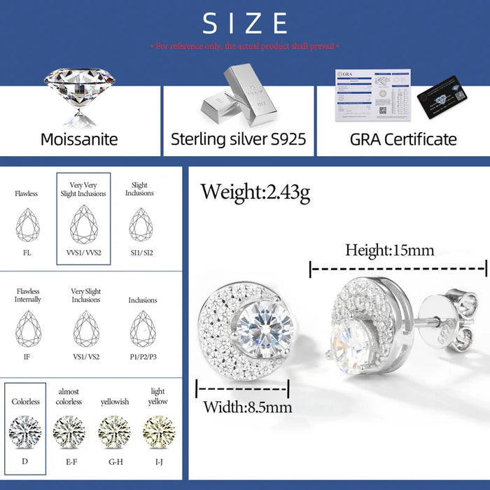 Crescent Pavé Halo Moissanite Stud Earrings - Different Drips