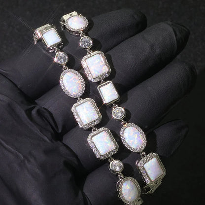 Iced White Opal Cluster Chain - Different Drips