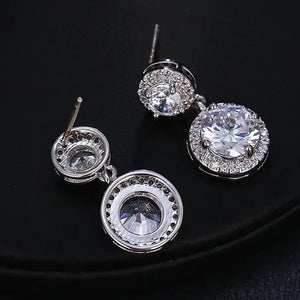 Women's S925 Moissanite Double Round Cut Halo Diamond Stud Earrings - Different Drips