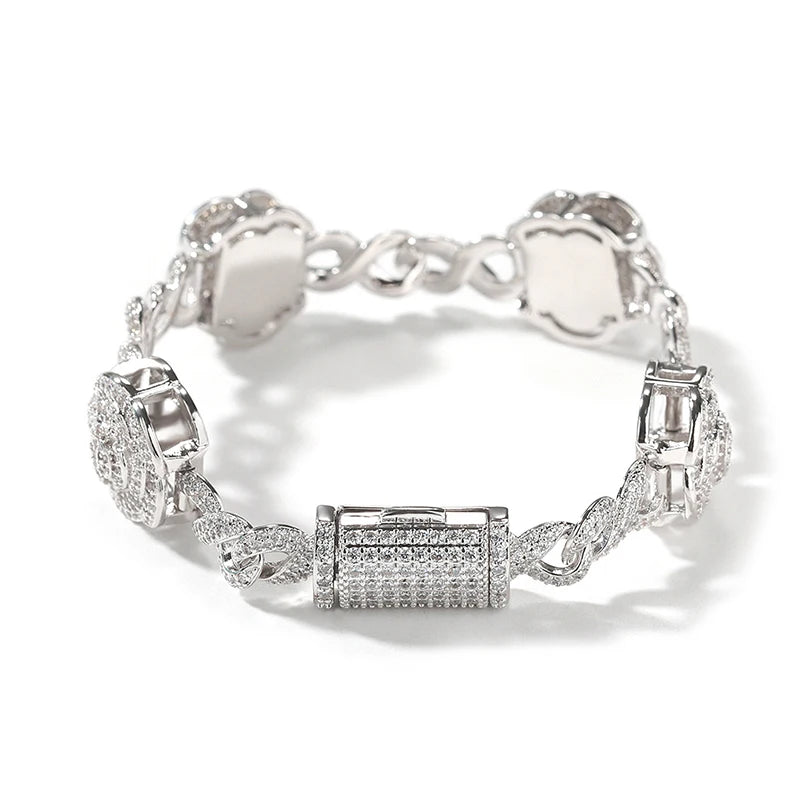 Iced Rose Flower Infinity Link Chain