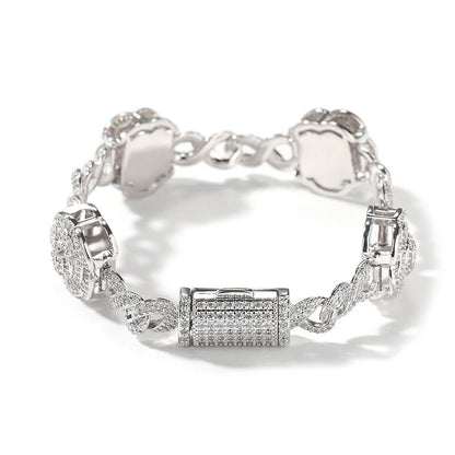 Iced Rose Flower Infinity Link Chain