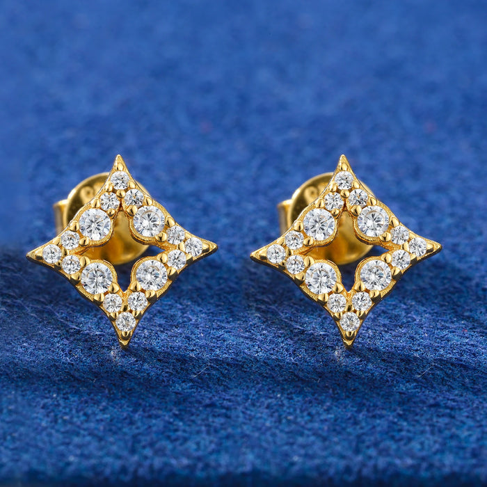 S925 Moissanite Compass Star Stud Earrings - Different Drips
