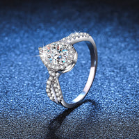 Thumbnail for Women's S925 Moissanite Pear Halo Ring - Different Drips