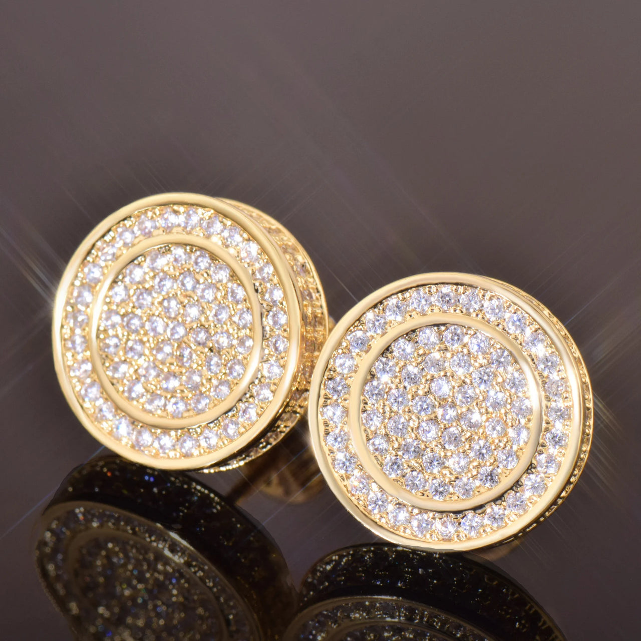 12mm Round Cut Pave Stud Earrings - Different Drips