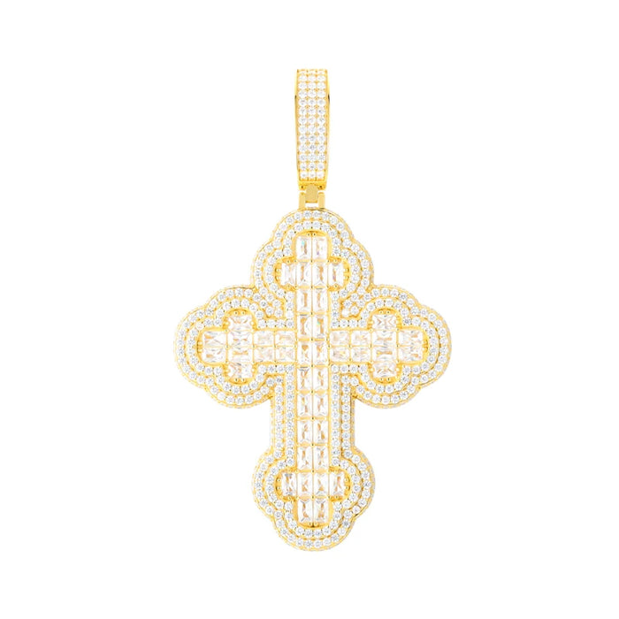 S925 Moissanite Baguette Cross Pendant - Different Drips
