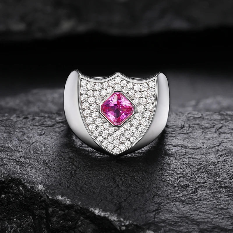 S925 Moissanite Pink Shield Ring - Different Drips