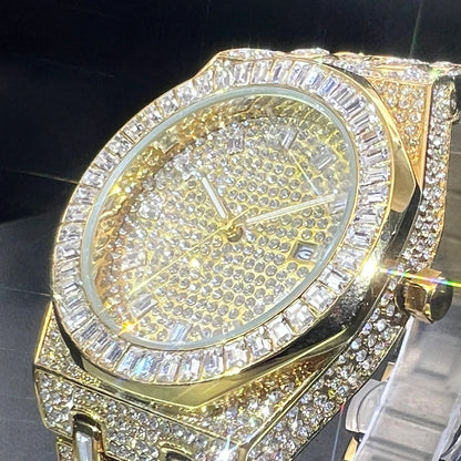Bust Down Green Emerald Baguette Watch - Different Drips