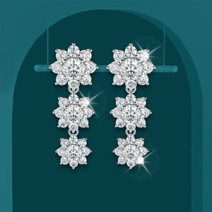 Women's S925 Moissanite Triple Sunflower Cut Diamond Drop Earrings - Different Drips