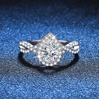 Thumbnail for Women's S925 Moissanite Pear Halo Ring - Different Drips