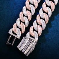 Thumbnail for 19mm All Over Two Tone Baguette Curve Cuban Link Chain - Different Drips