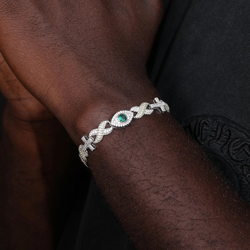 S925 Moissanite Infinity Cross Eye Link Bracelet - Different Drips