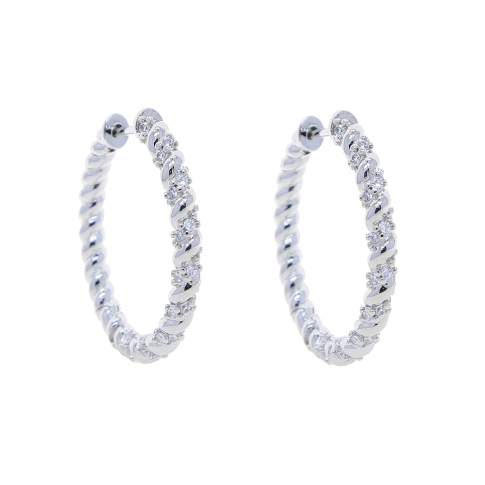 S925 Women's Two-Tone Braided Earrings - Different Drips