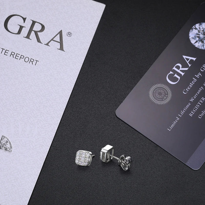 7mm S925 Moissanite Baguette Earrings - Different Drips