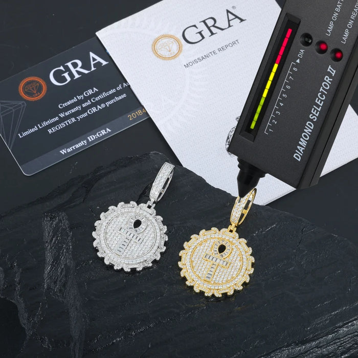 S925 Moissanite Ankh Medallion Pendant - Different Drips