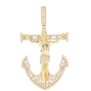 S925 Moissanite Anchor Crucifix Pendant - Different Drips